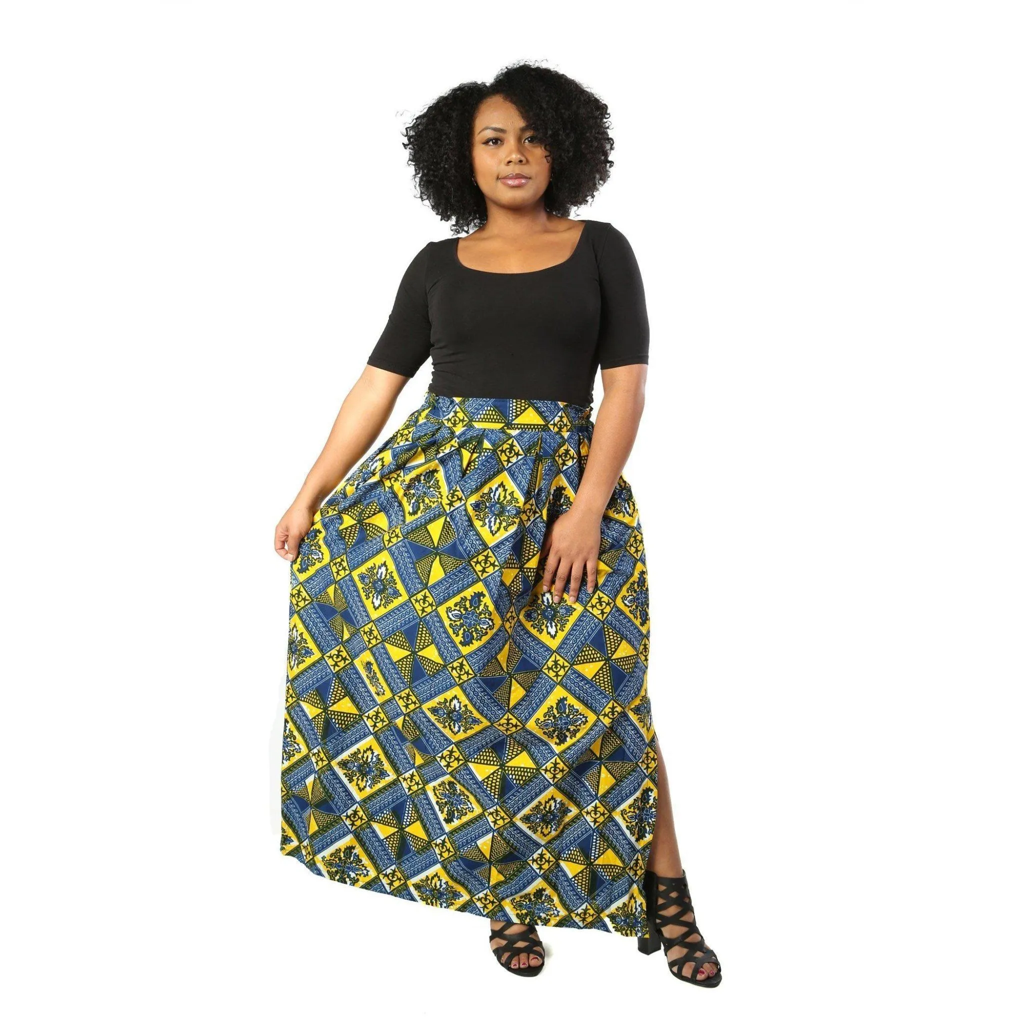 KAMI African Print Maxi Skirt