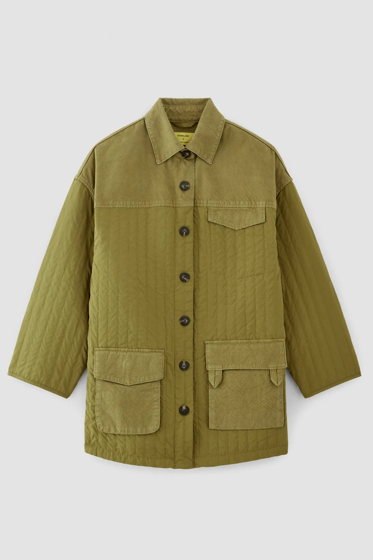 KHAKI PATCHWORK OVERSHIRT