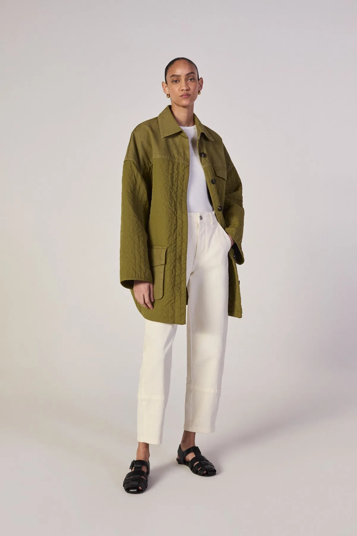 KHAKI PATCHWORK OVERSHIRT