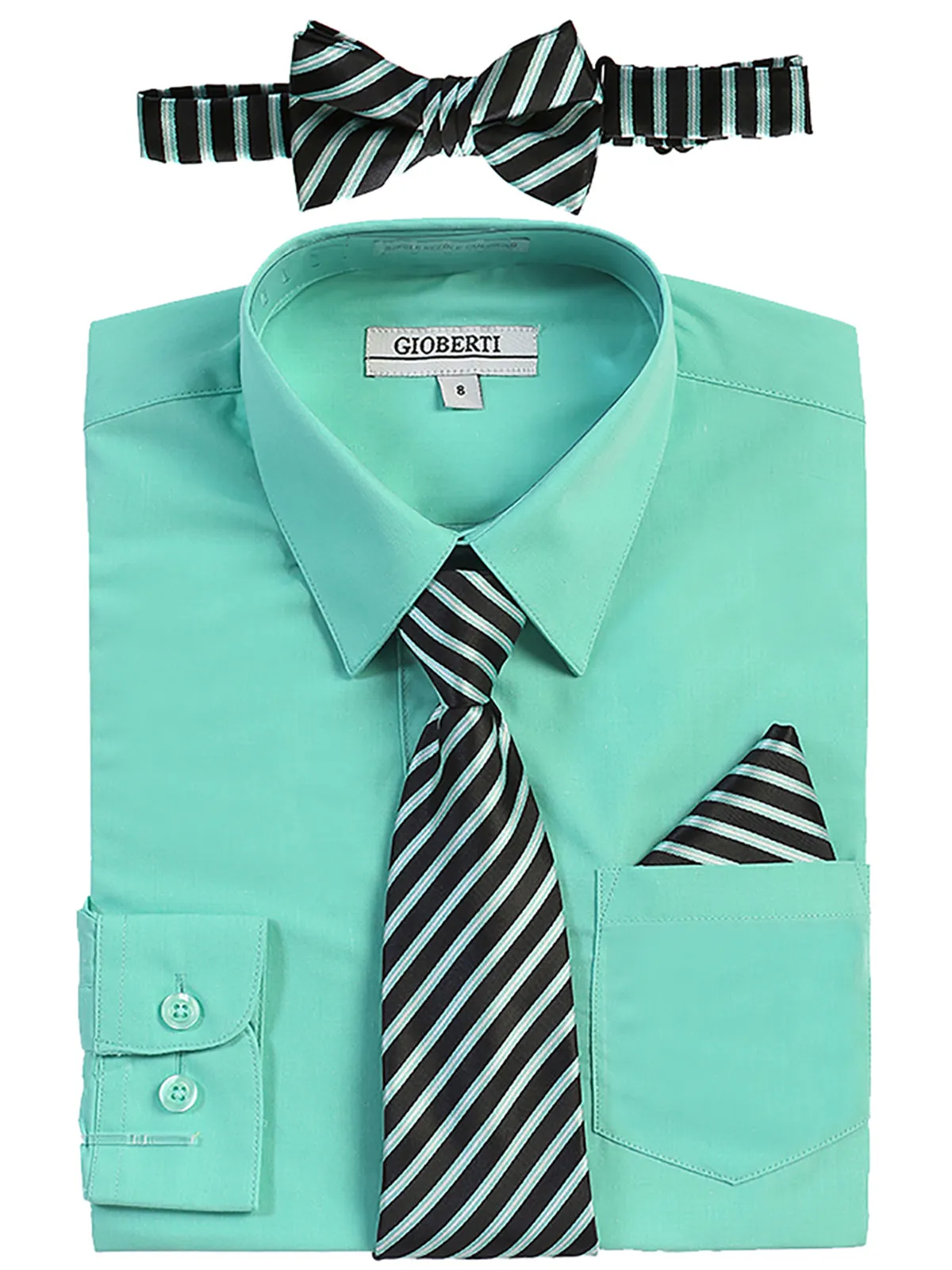 Kid's (2T-7) Shirt w/ Stripe Tie Set