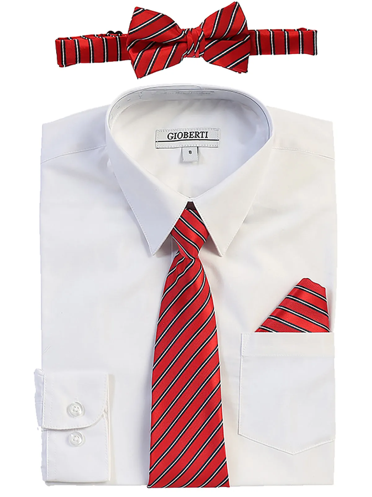 Kid's (2T-7) Shirt w/ Stripe Tie Set