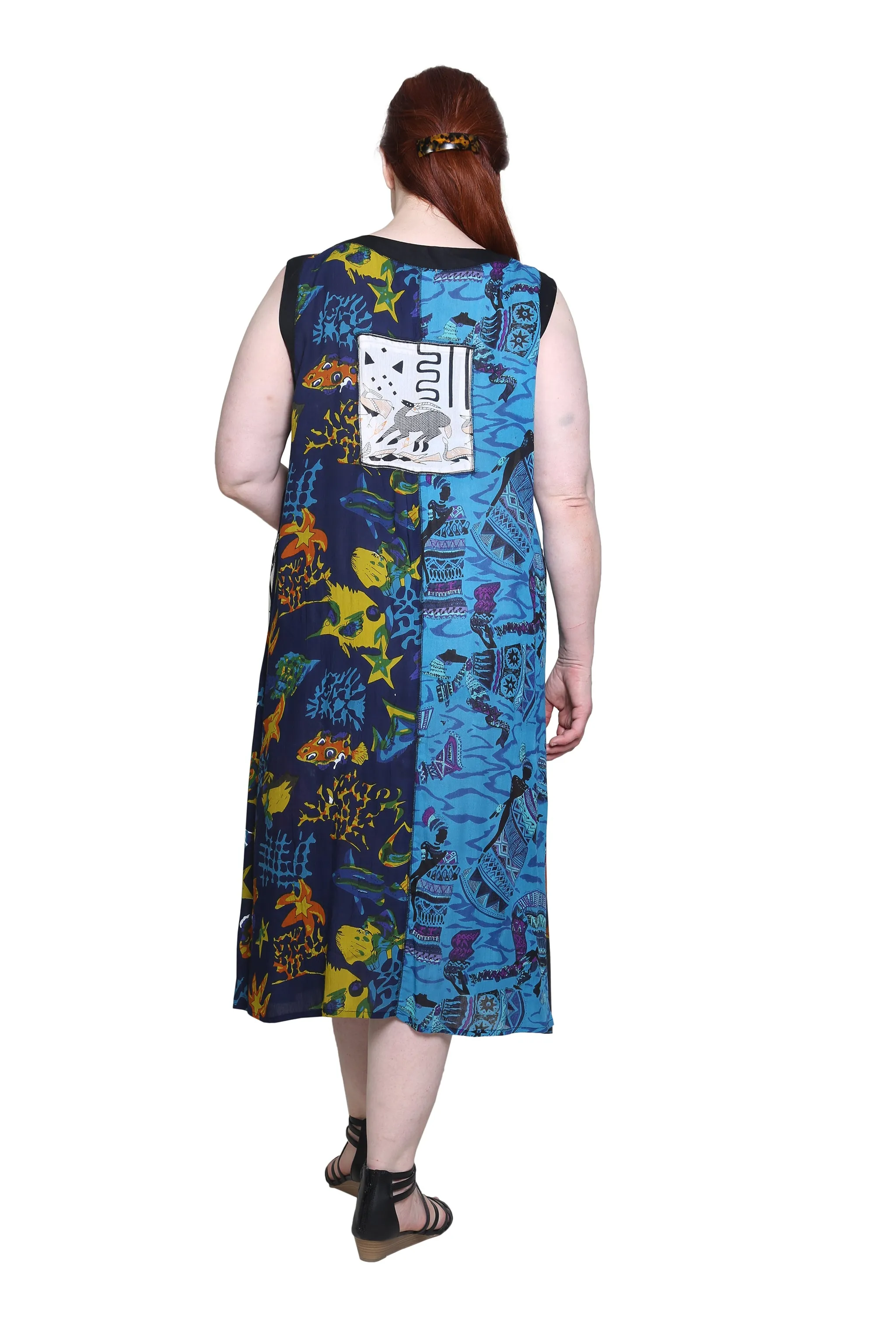 La Cera Multi Print Plus Size Sleeveless Dress