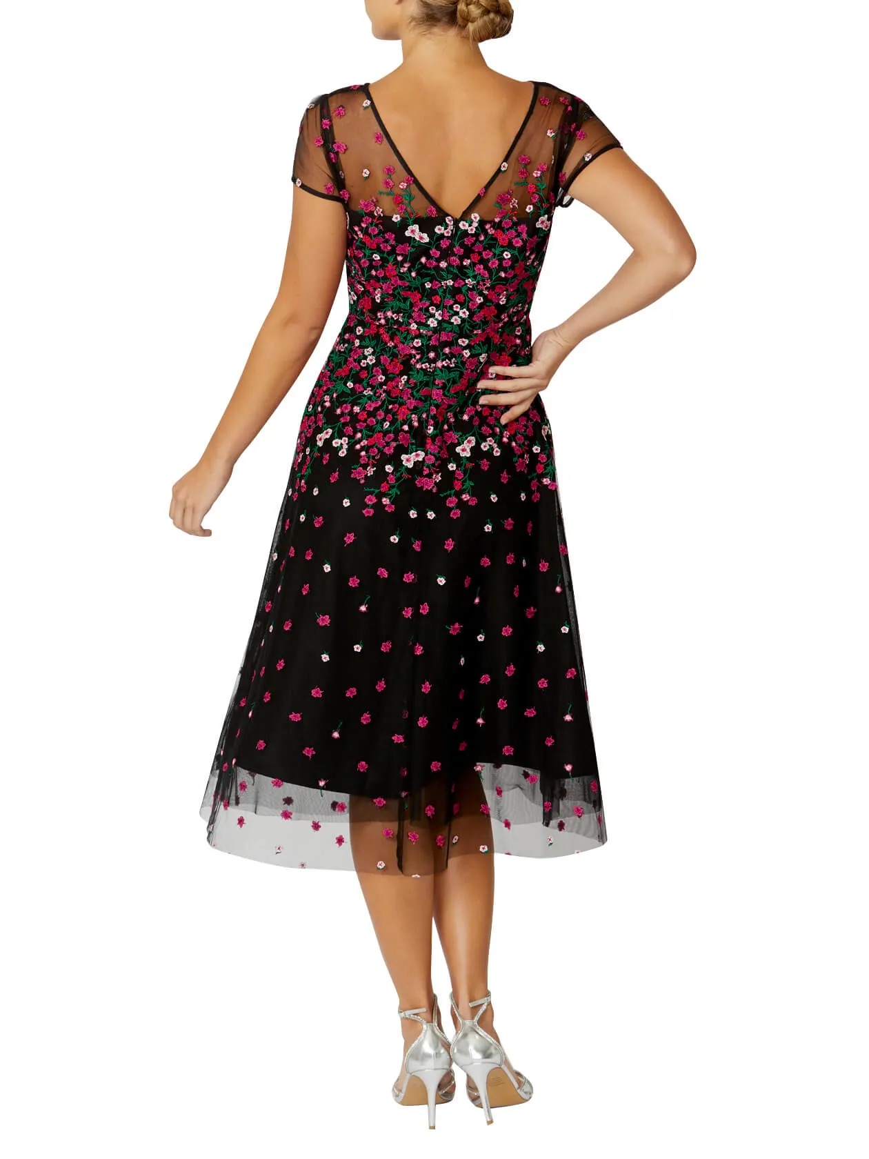 Leila Black and Pink A-Line Dress