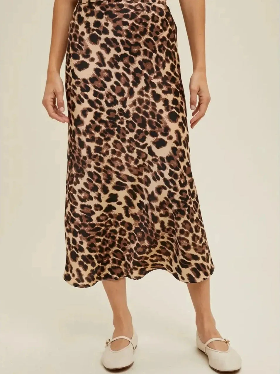 Leopard Satin Skirt