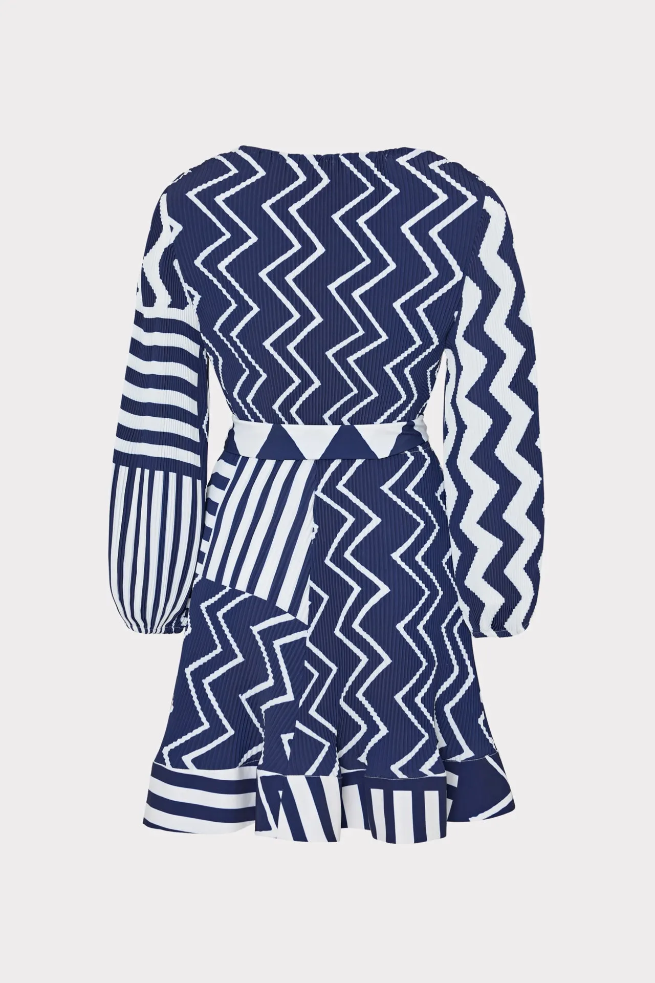 Liv Patchwork Chevron Pleated Dress