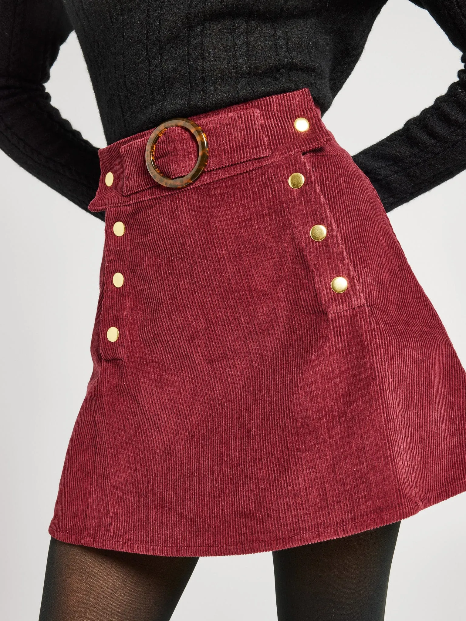 Lorelei Raspberry Corduroy Skirt