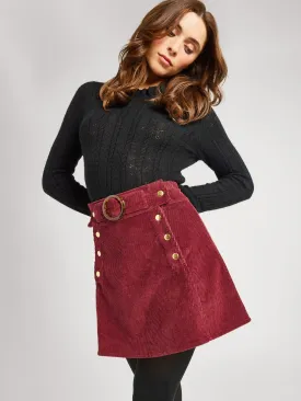 Lorelei Raspberry Corduroy Skirt