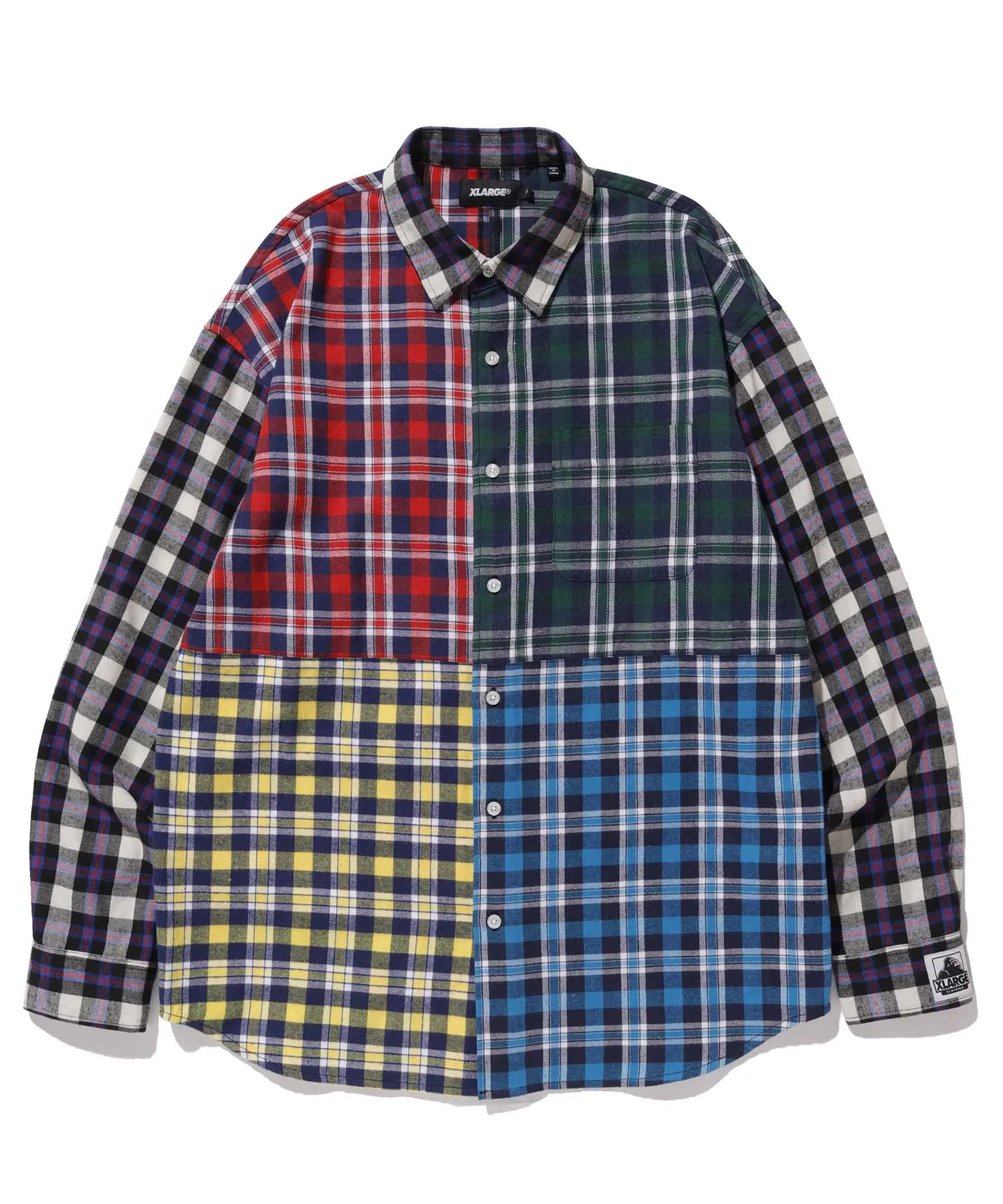 L/S PATCHWORK BUTTON UP