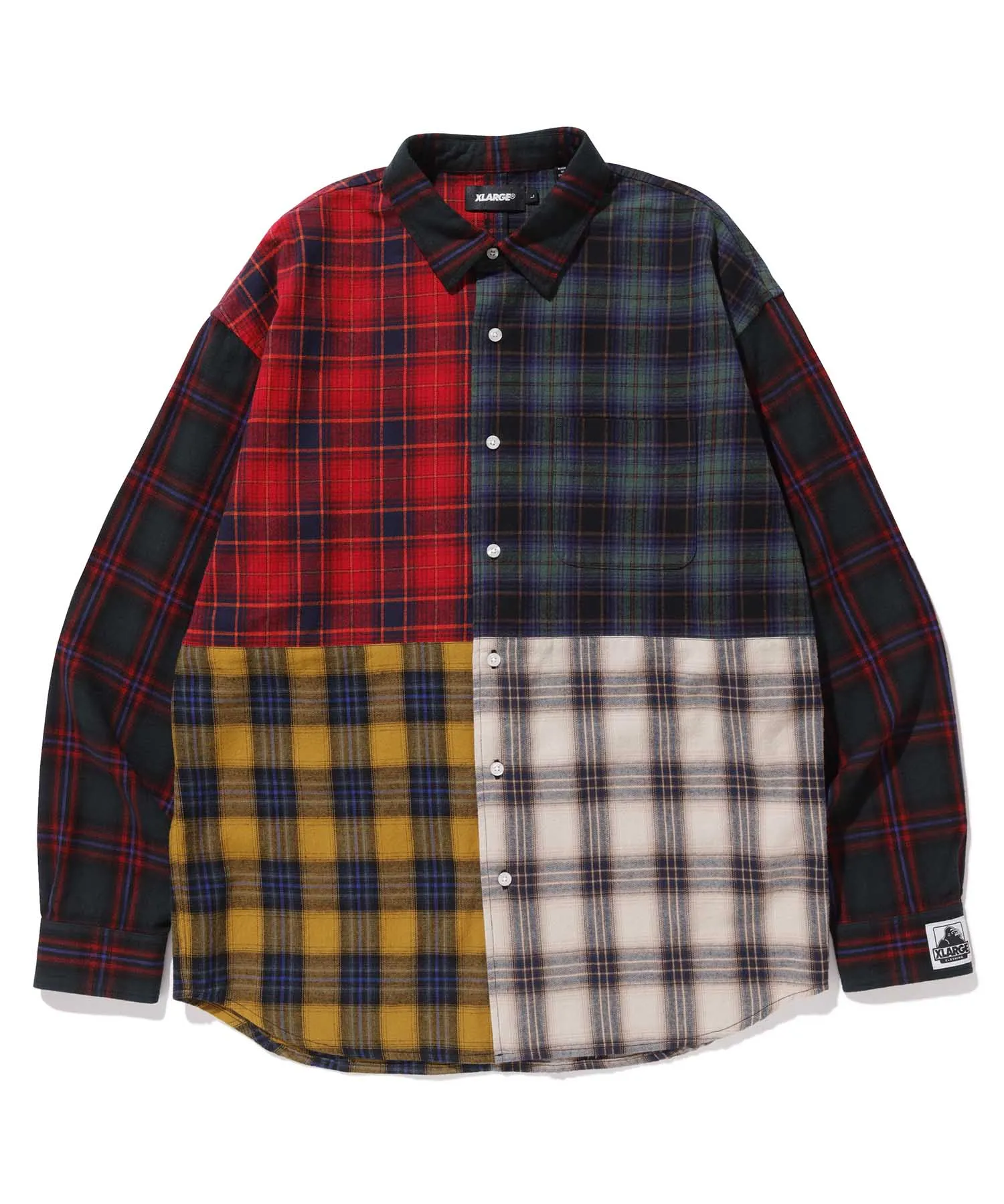 L/S PATCHWORK BUTTON UP