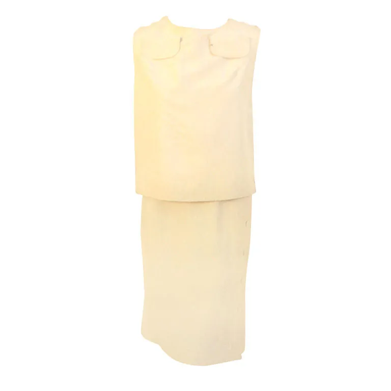 MADAME GRES 1960s 2 pc Cream Top and Skirt Set