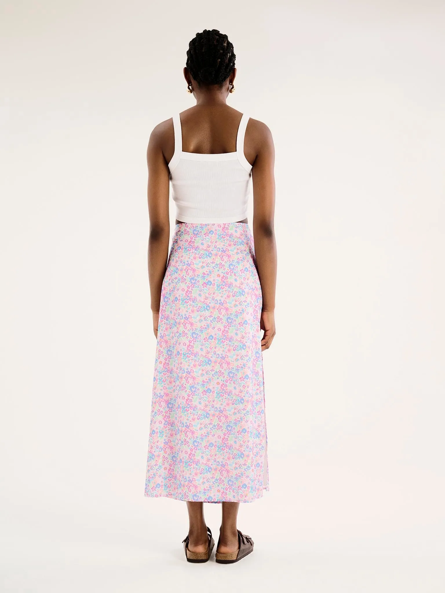 Madelyn Midi Skirt in Sketch Floral Print