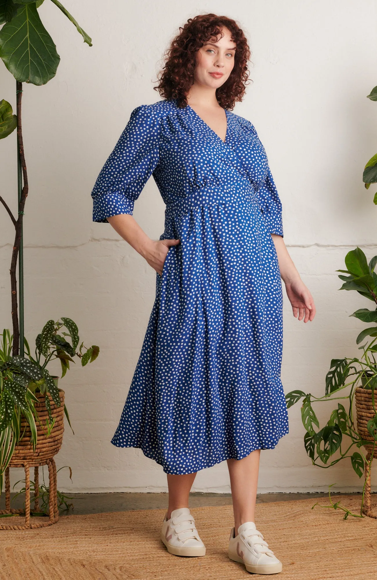 Marianna Blue Scattered Spot Dress