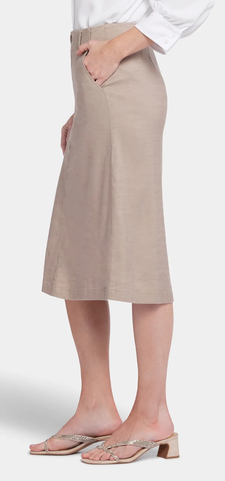 Marilyn A-Line Skirt Bruin Stretch Linnen | Saddlewood