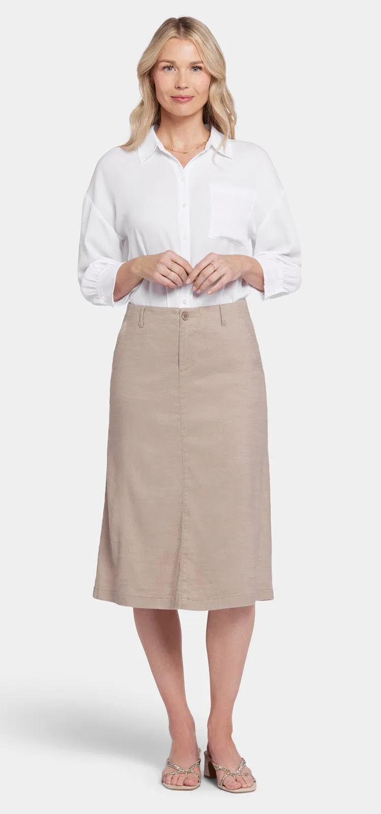 Marilyn A-Line Skirt Bruin Stretch Linnen | Saddlewood