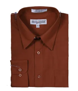 Men's Basic Dress Shirt  with Convertible Cuff, Brown