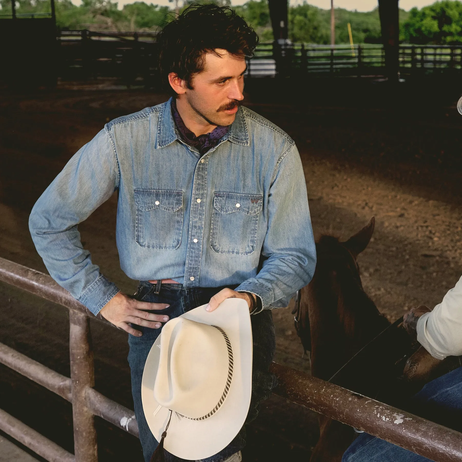 Men’s Two Pocket Ranch Shirt, Denim