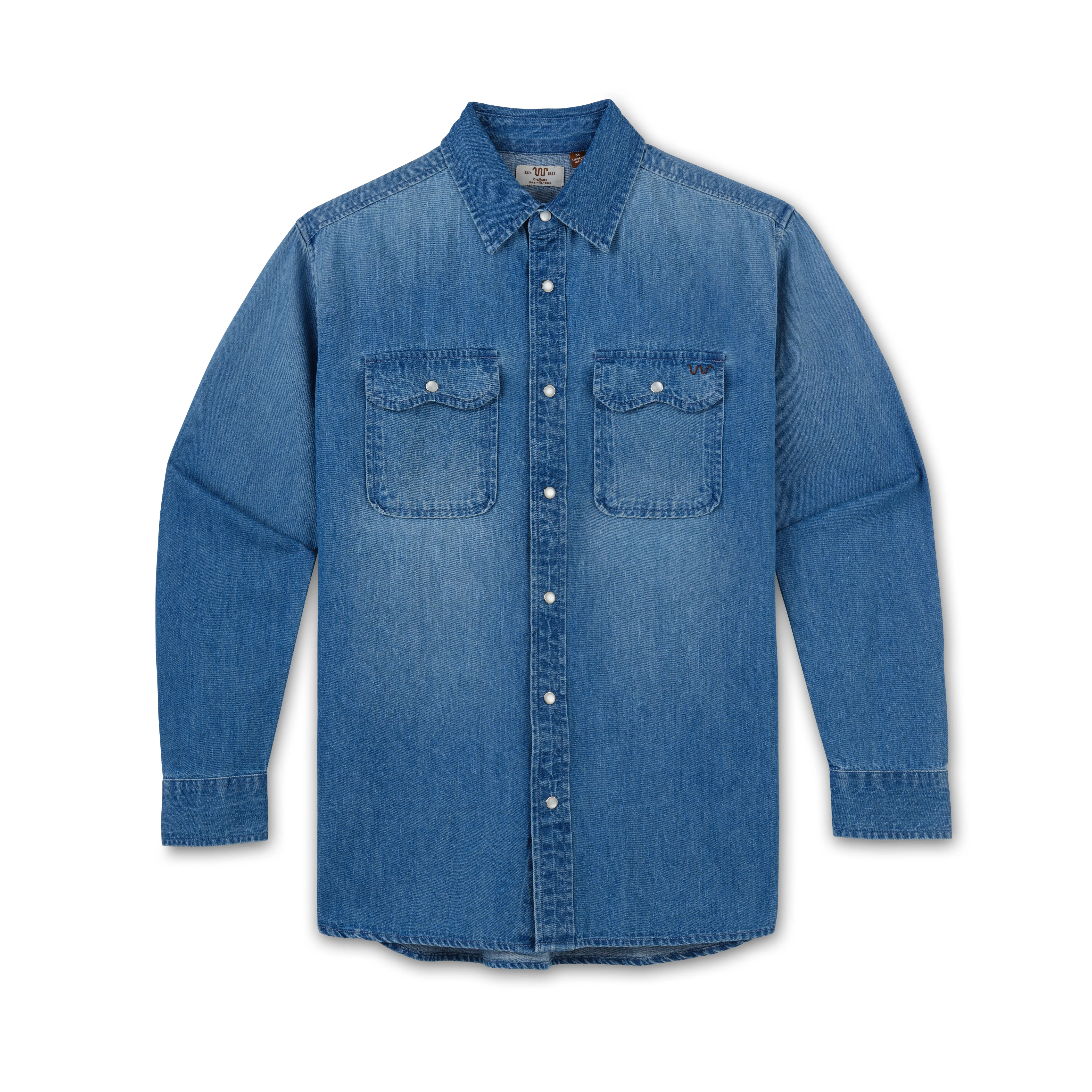 Men’s Two Pocket Ranch Shirt, Denim