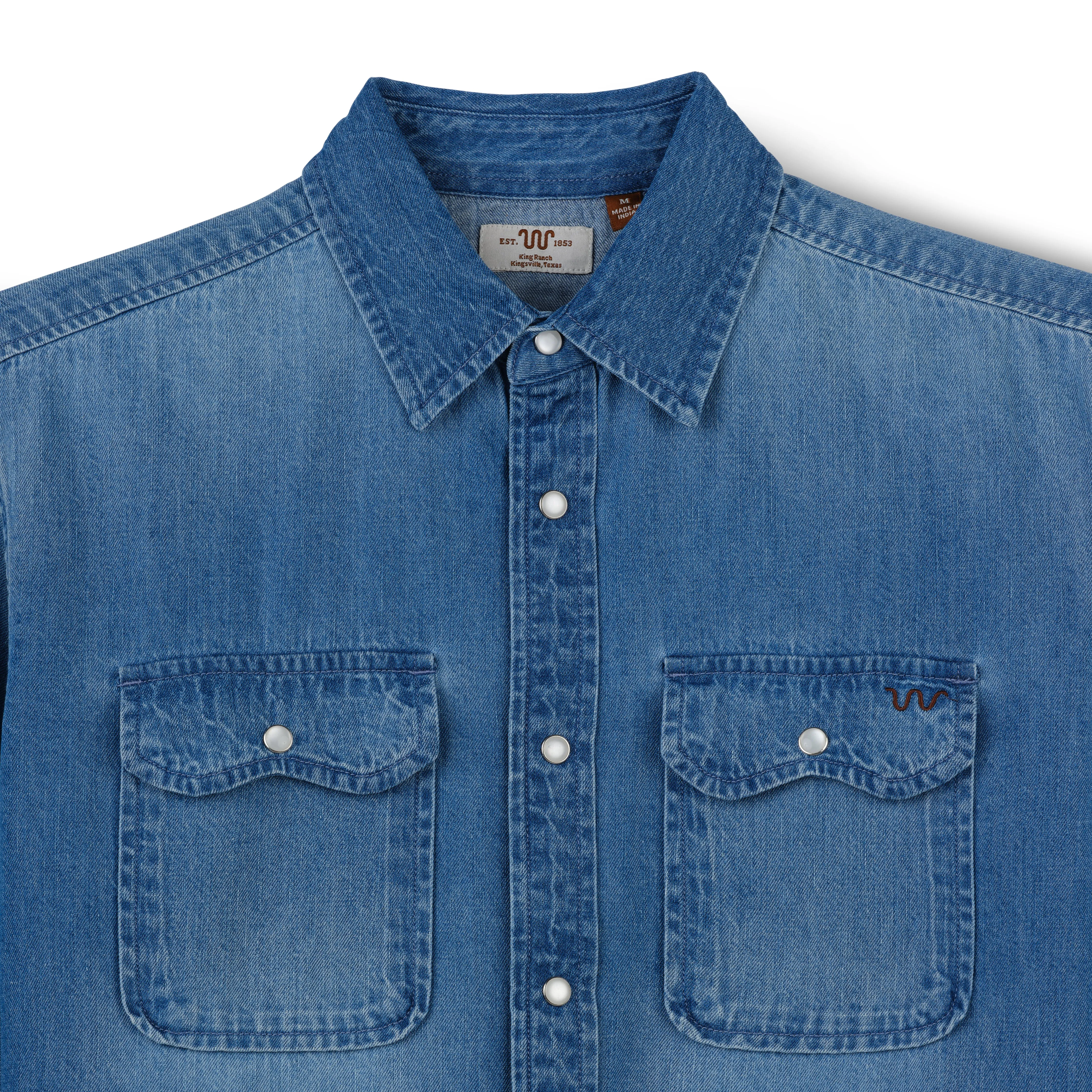 Men’s Two Pocket Ranch Shirt, Denim