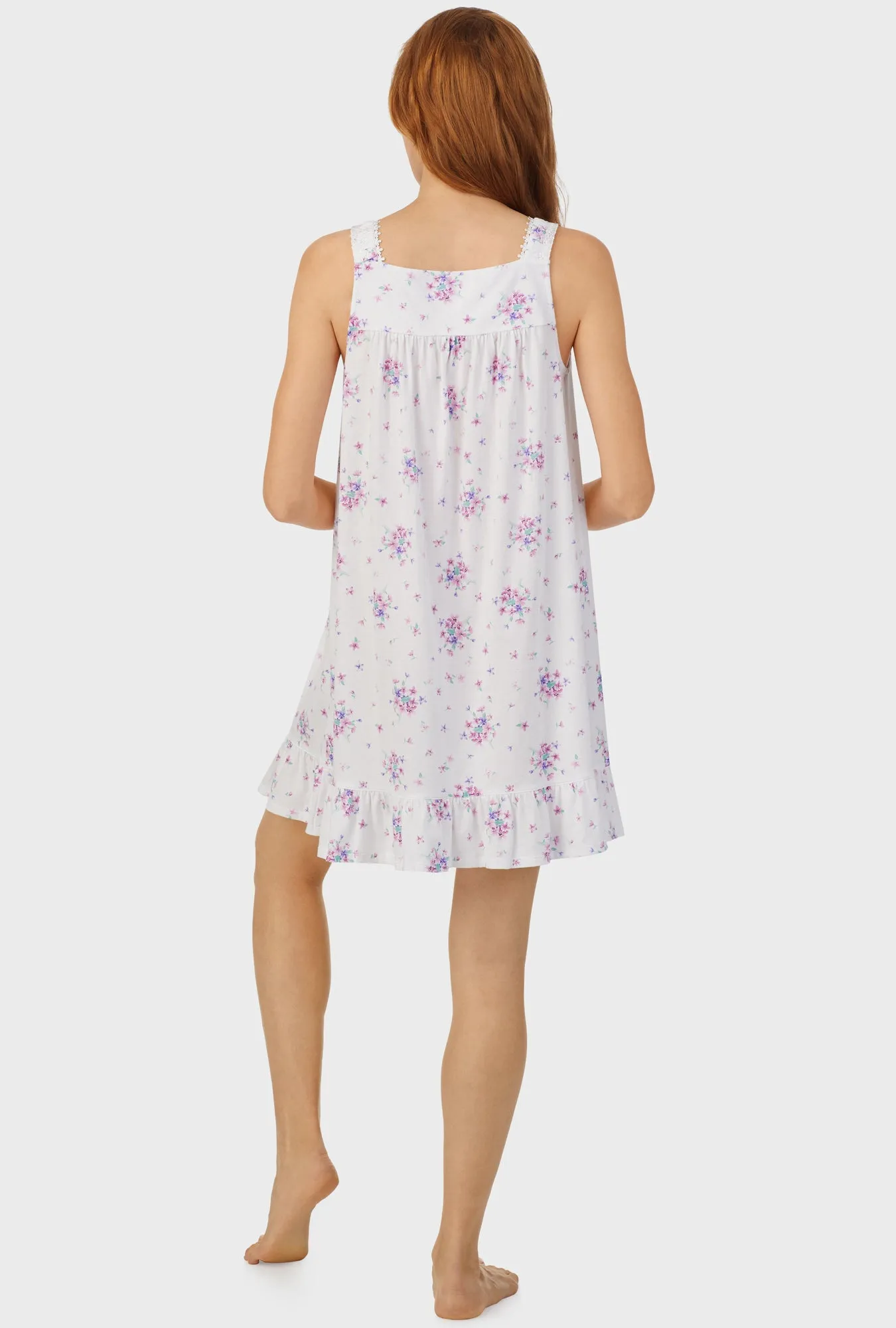 Mulberry Purple Floral Bouquet Sleeveless Chemise