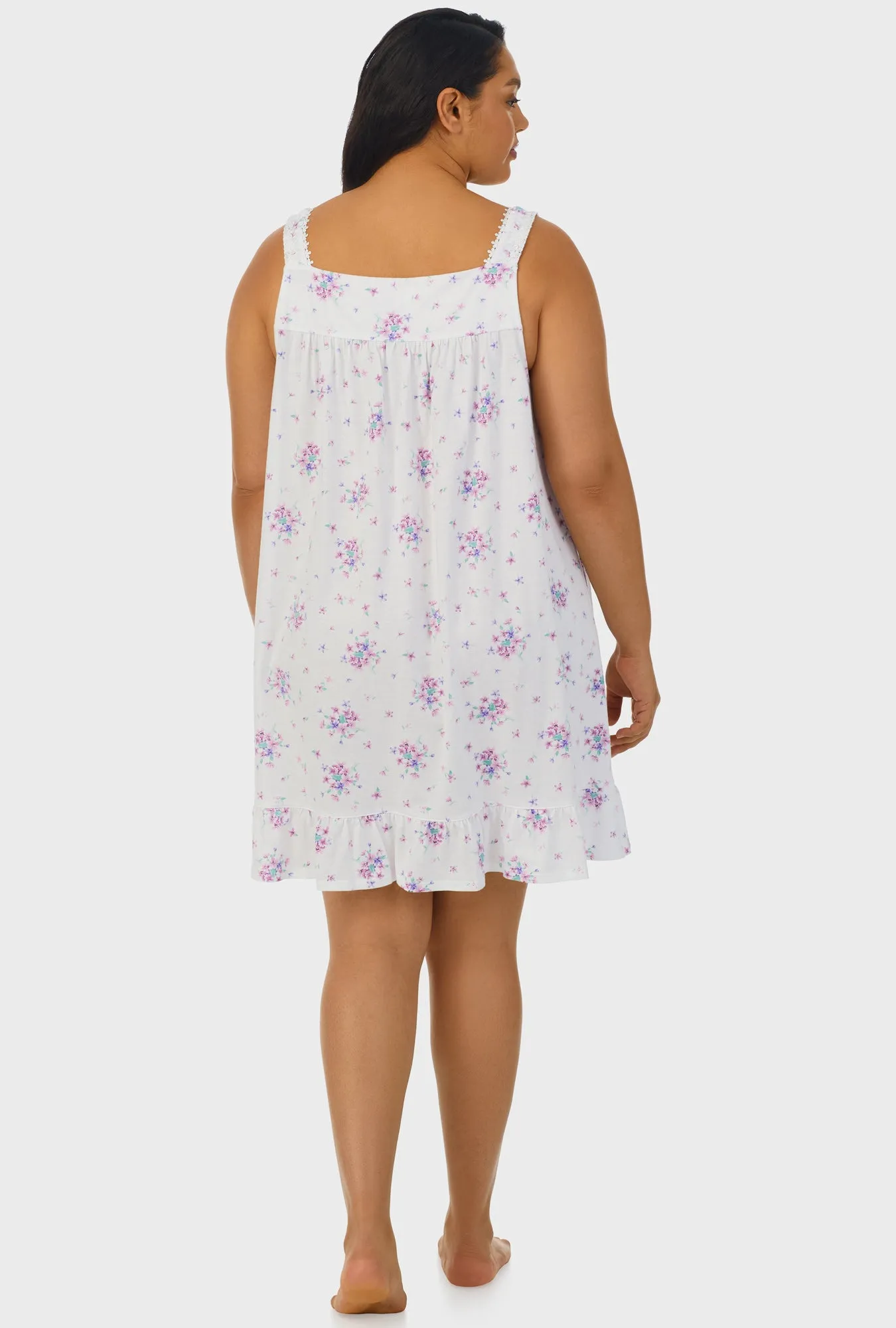 Mulberry Purple Floral Bouquet Sleeveless Chemise