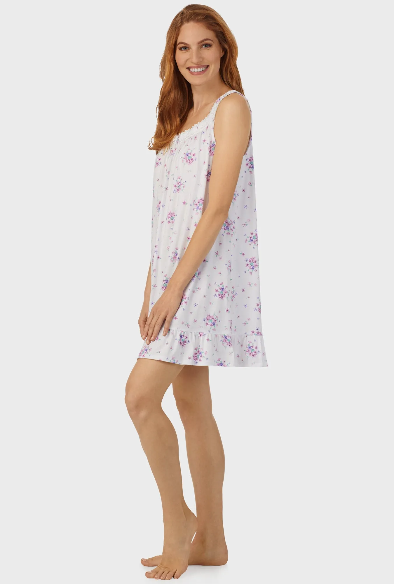 Mulberry Purple Floral Bouquet Sleeveless Chemise