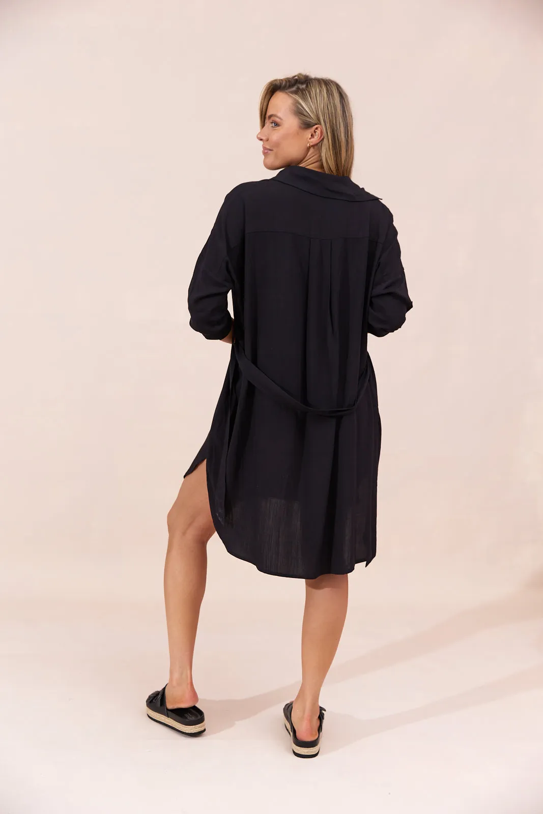 MYKONOS SHIRT DRESS - BLACK - Seconds