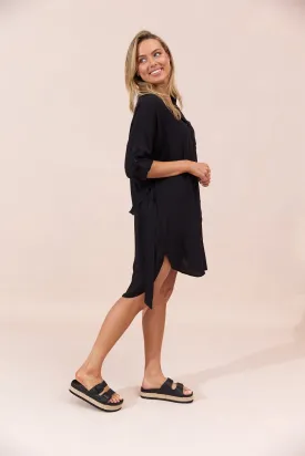 MYKONOS SHIRT DRESS - BLACK - Seconds