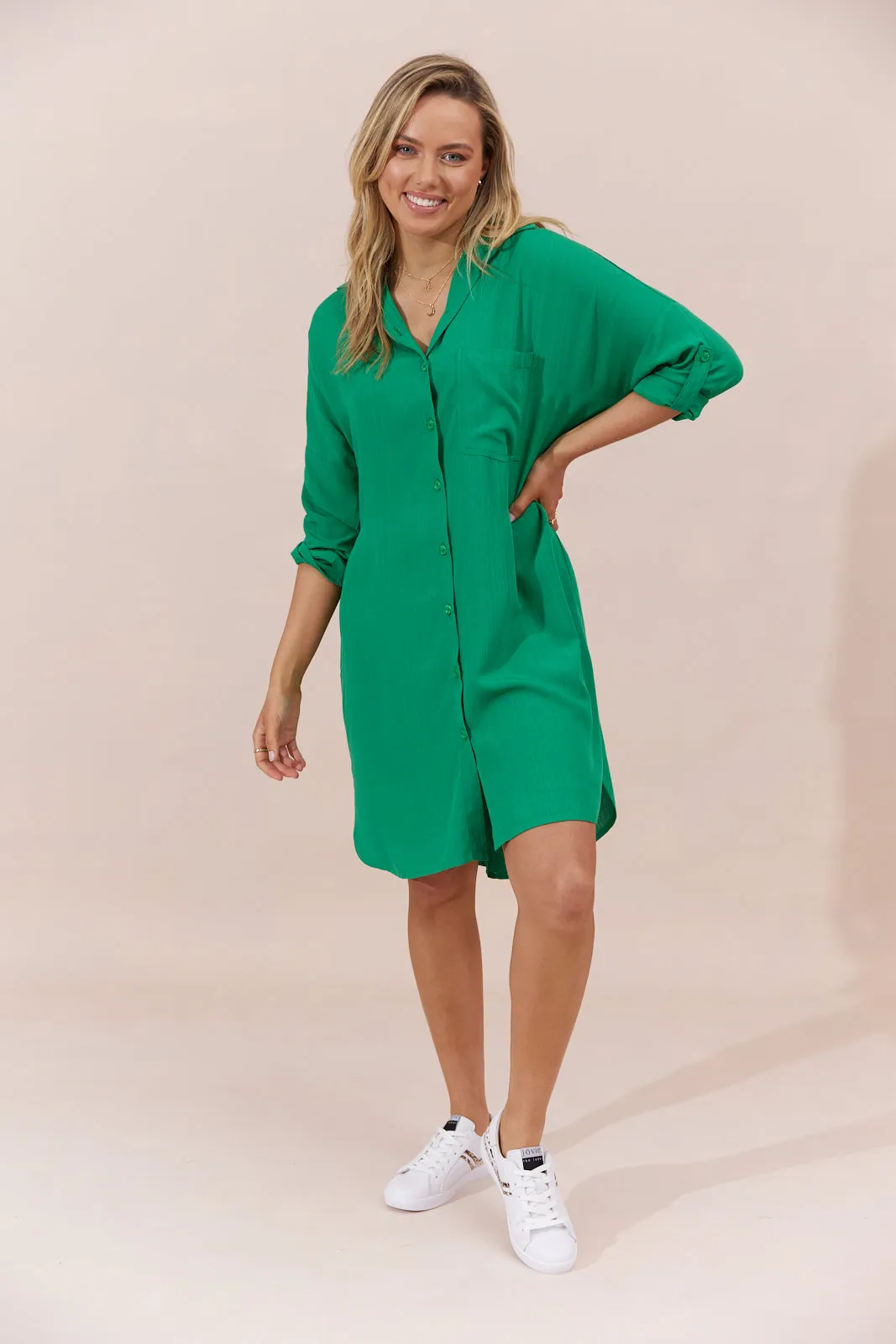 Mykonos Shirt Dress - Green - Seconds