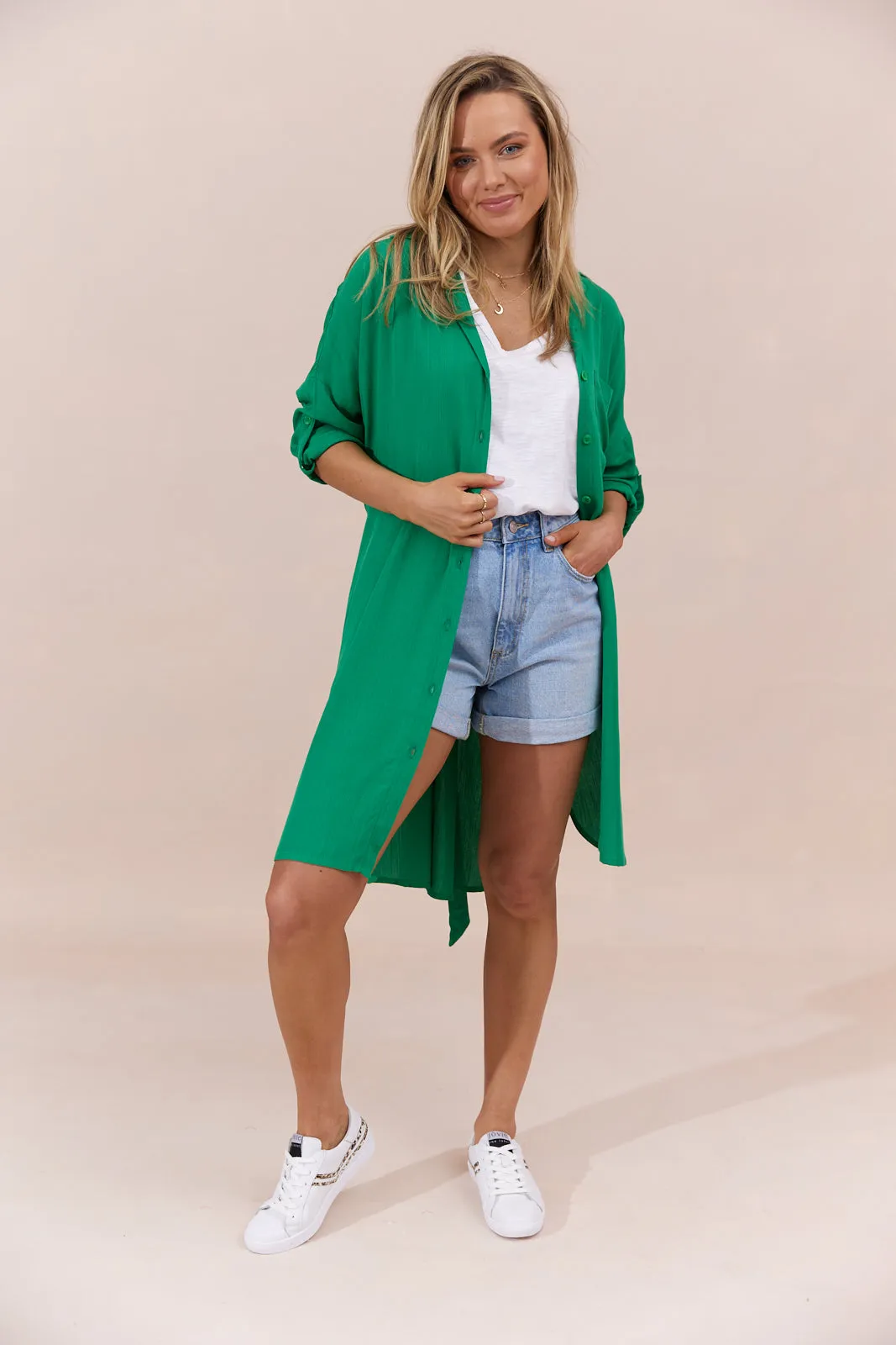 Mykonos Shirt Dress - Green - Seconds