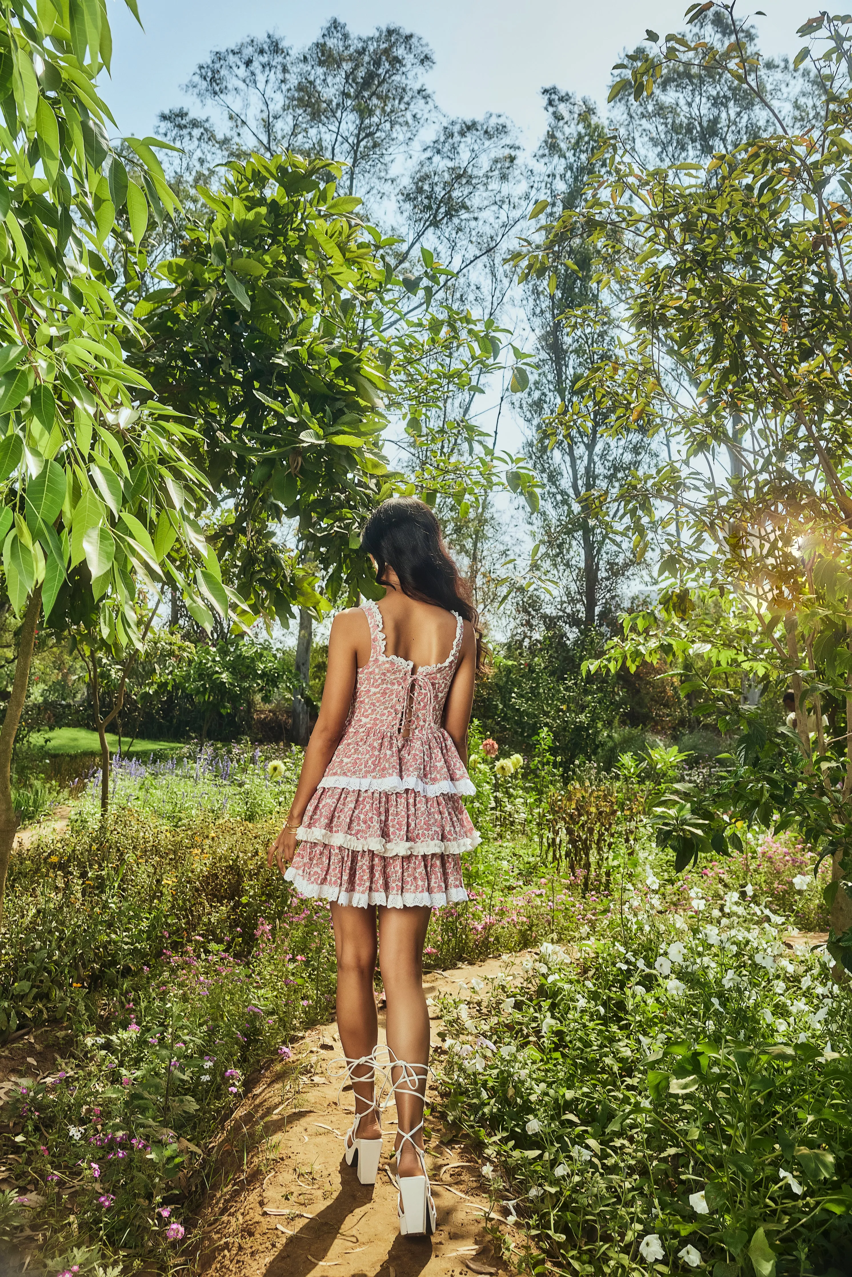 Myrine Floral Cotton Ruffled Mini Dress