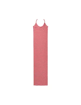 NPS Strap Dress Fine Stripe, Red/Ecru