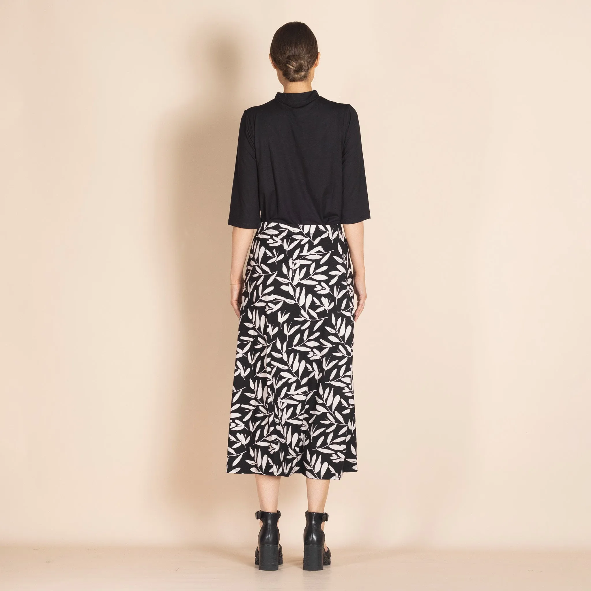 olive leaves a-line skirt