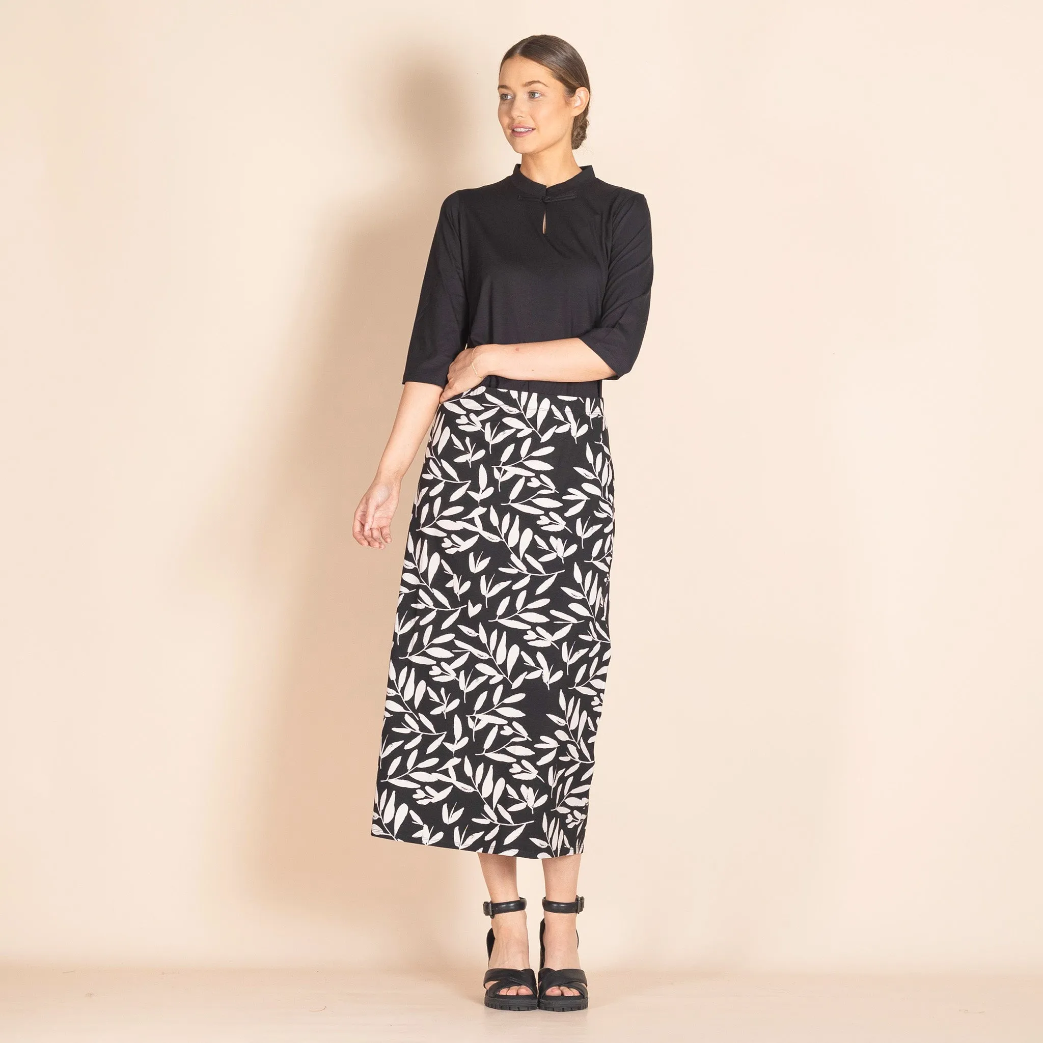 olive leaves a-line skirt