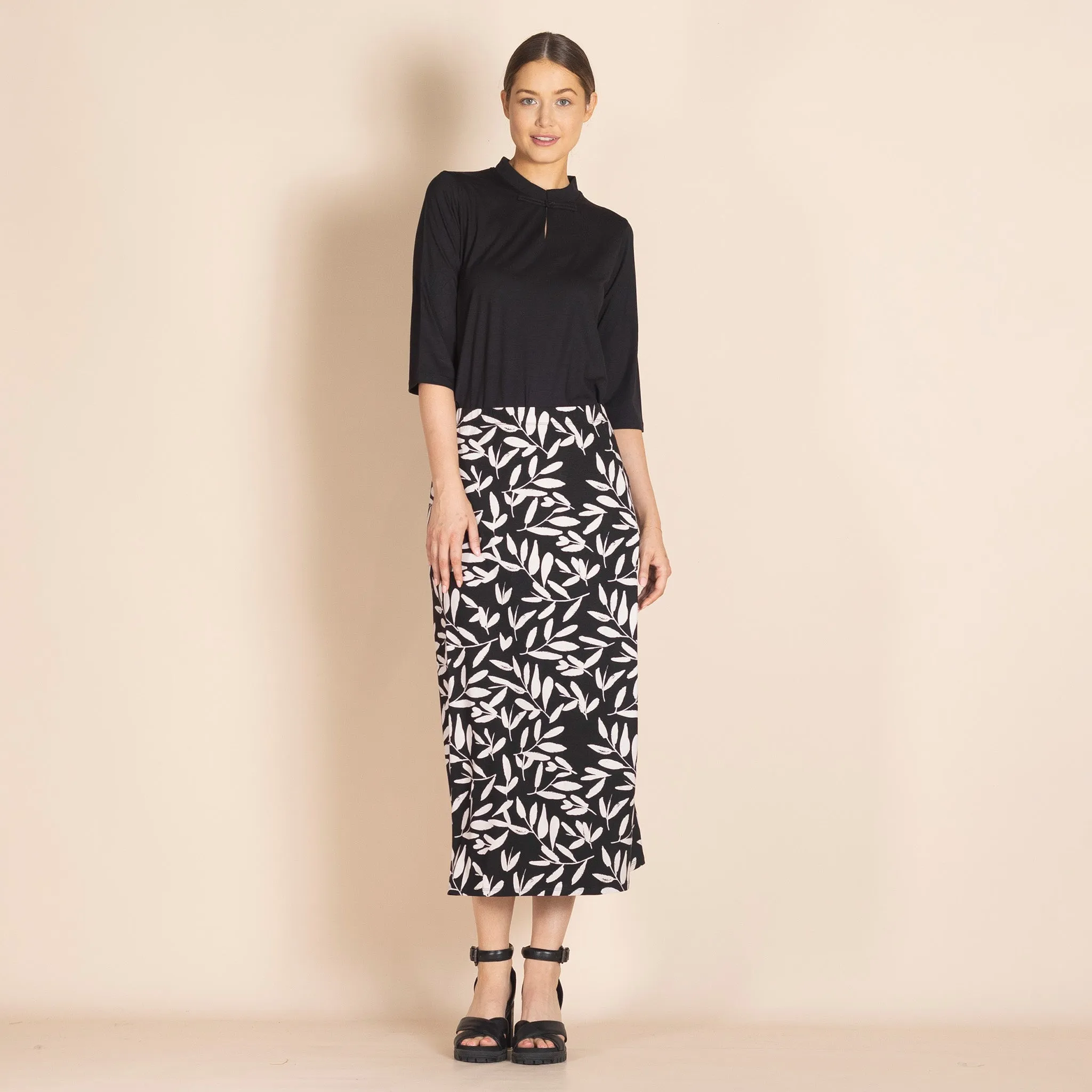 olive leaves a-line skirt