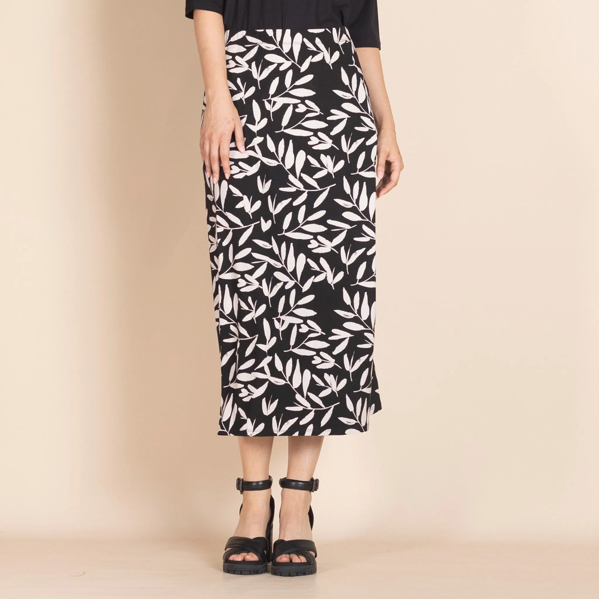 olive leaves a-line skirt