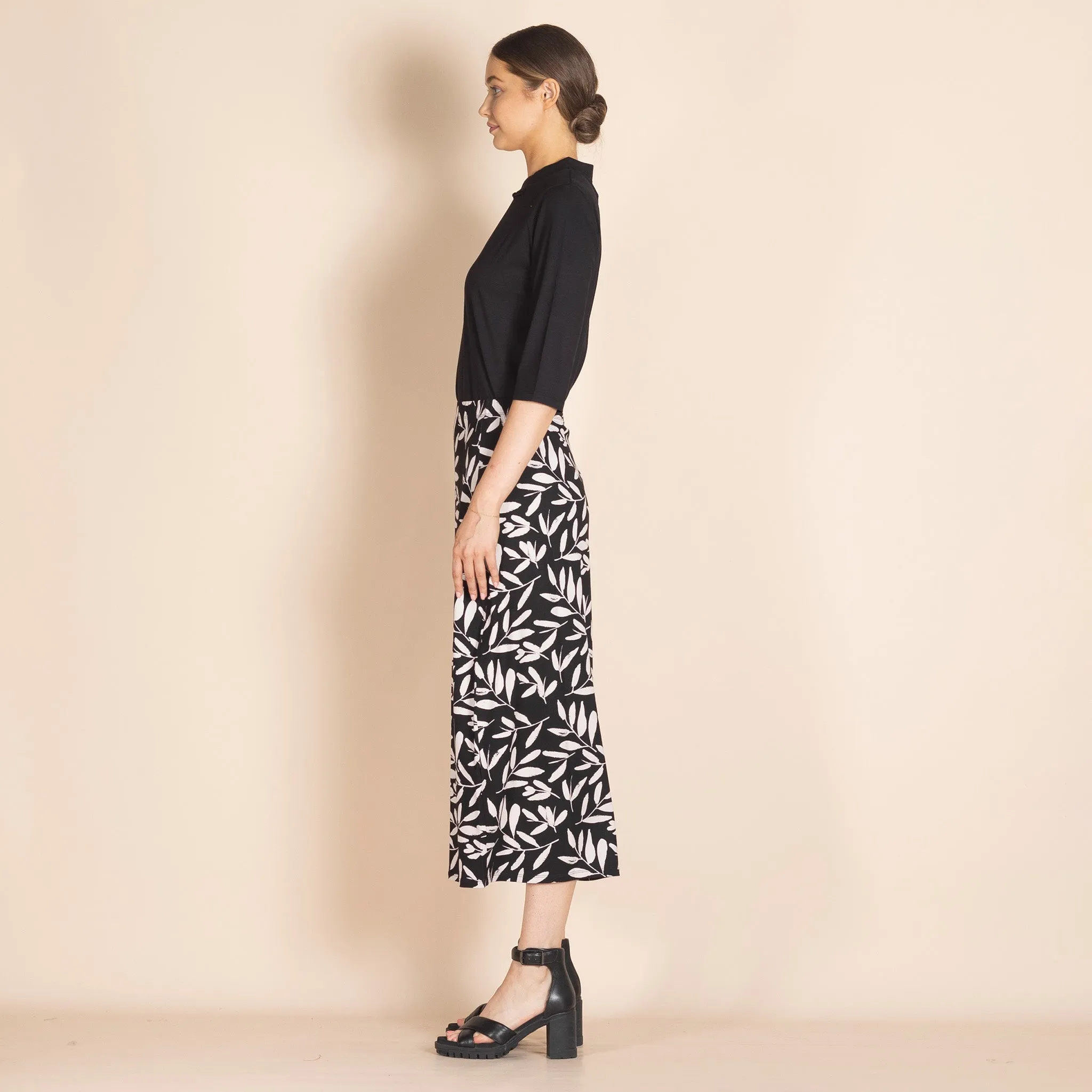 olive leaves a-line skirt