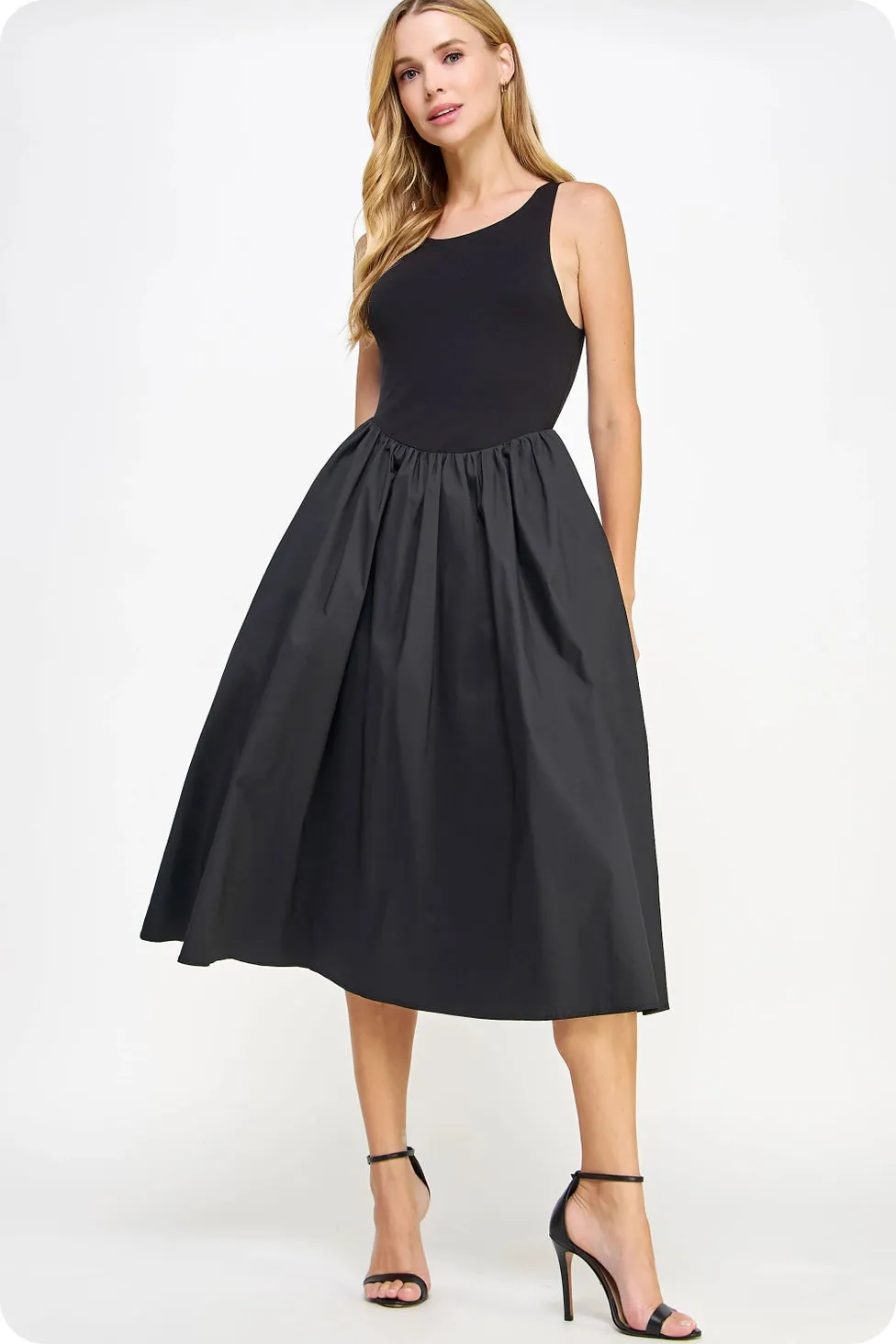 Ophelia Knit Contrast Poplin Dress