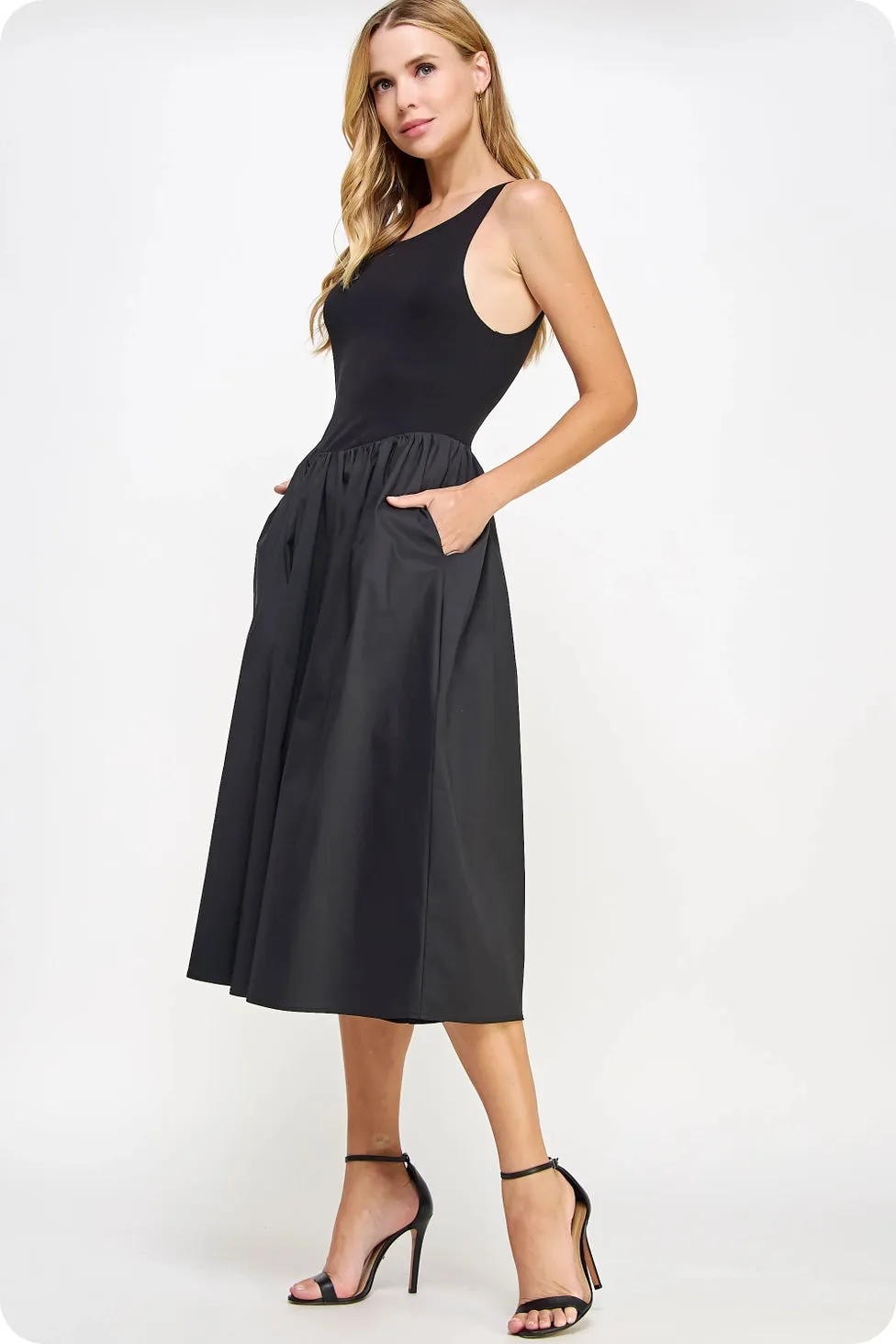 Ophelia Knit Contrast Poplin Dress