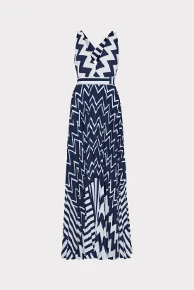 Oria Patchwork Chevron Dress