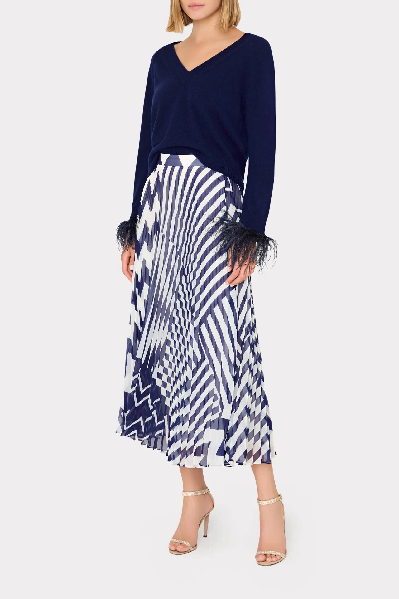 Otha Patchwork Chevron Pleated Skirt