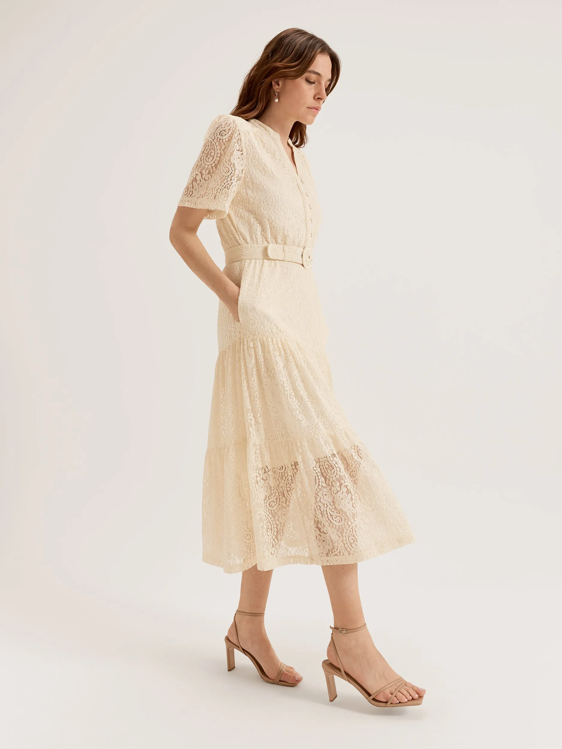 Paisley Lace Midi Dress