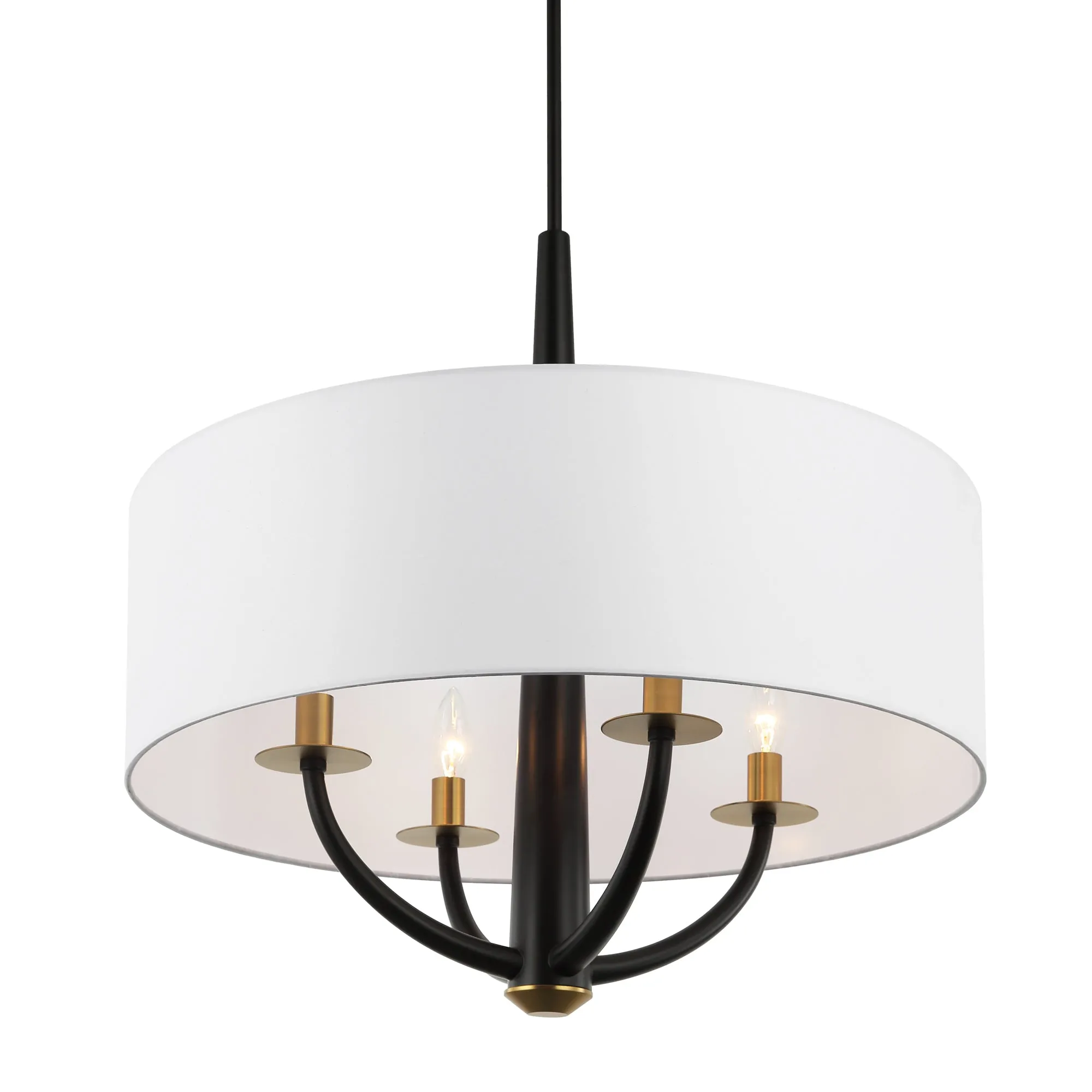 Patchwork 503P04BLSB 4-Light Pendant Light - Black/Satin Brass