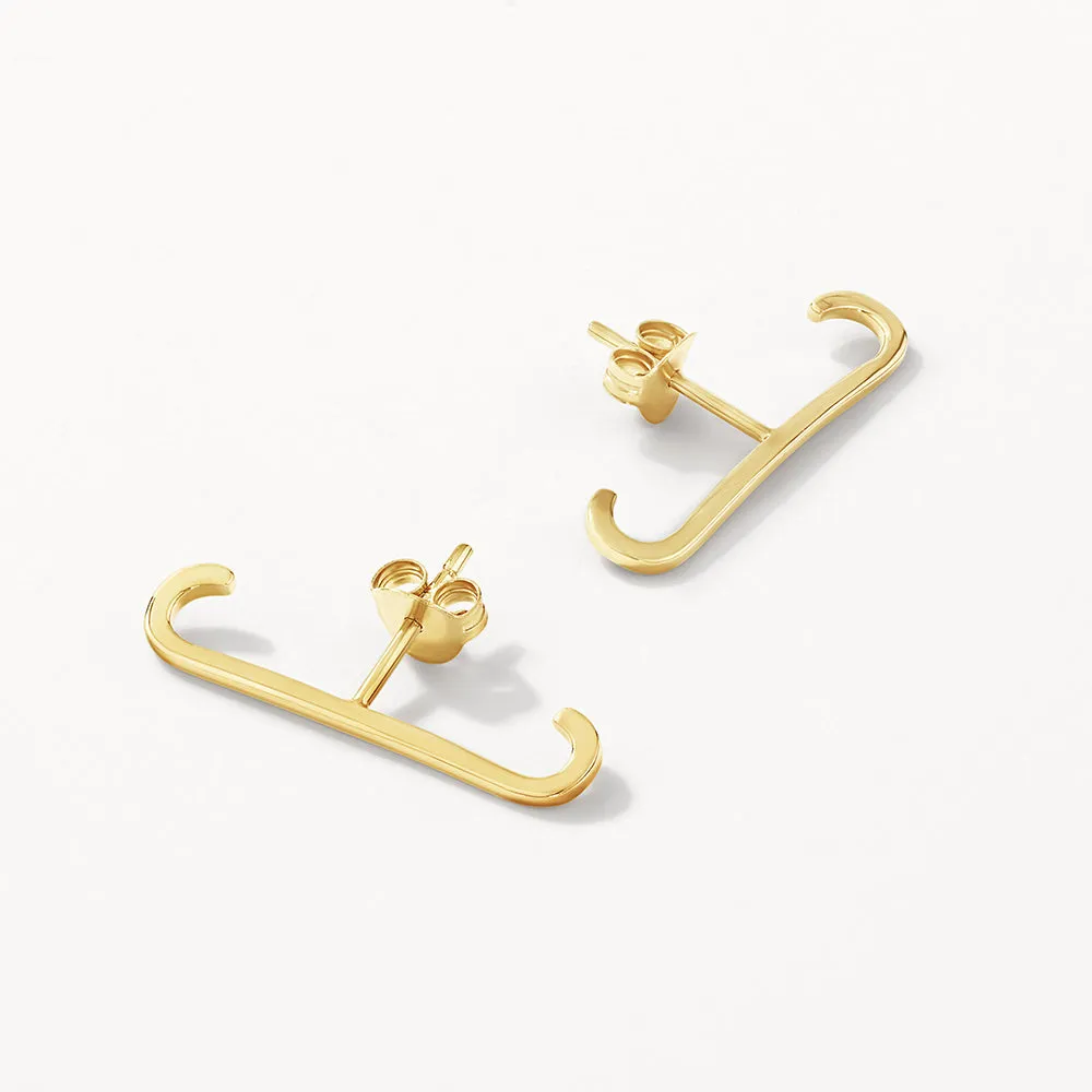 Plain Suspender Stud Earrings in Gold