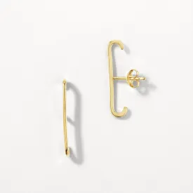 Plain Suspender Stud Earrings in Gold