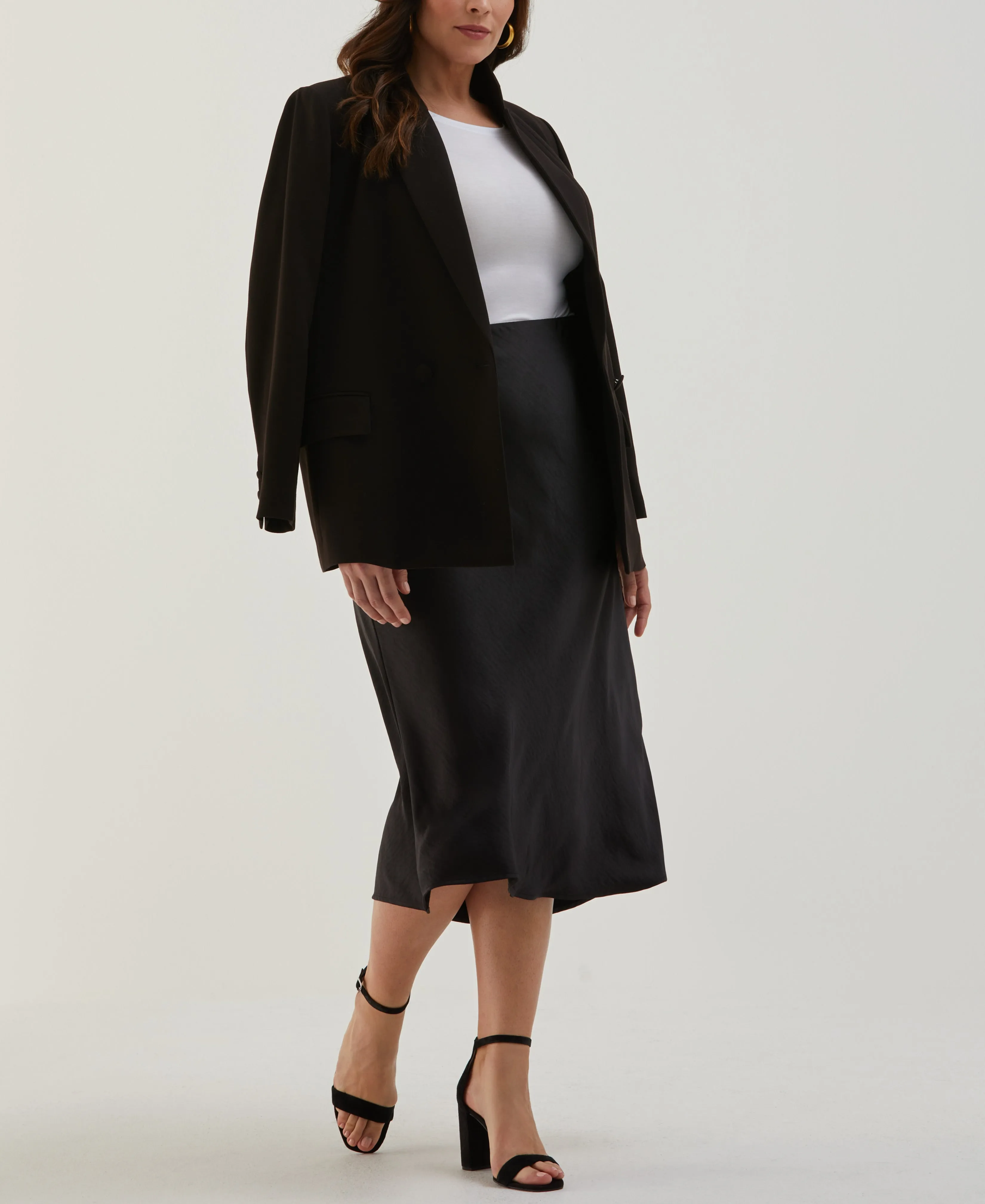 Plus Size Shine Midi Bias Skirt