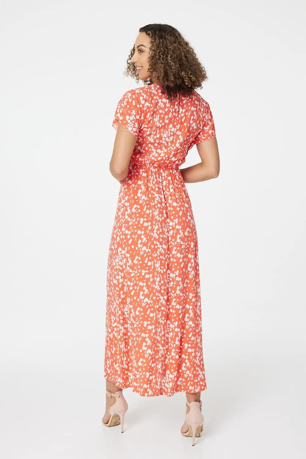 Printed Short Sleeve Maxi Dress