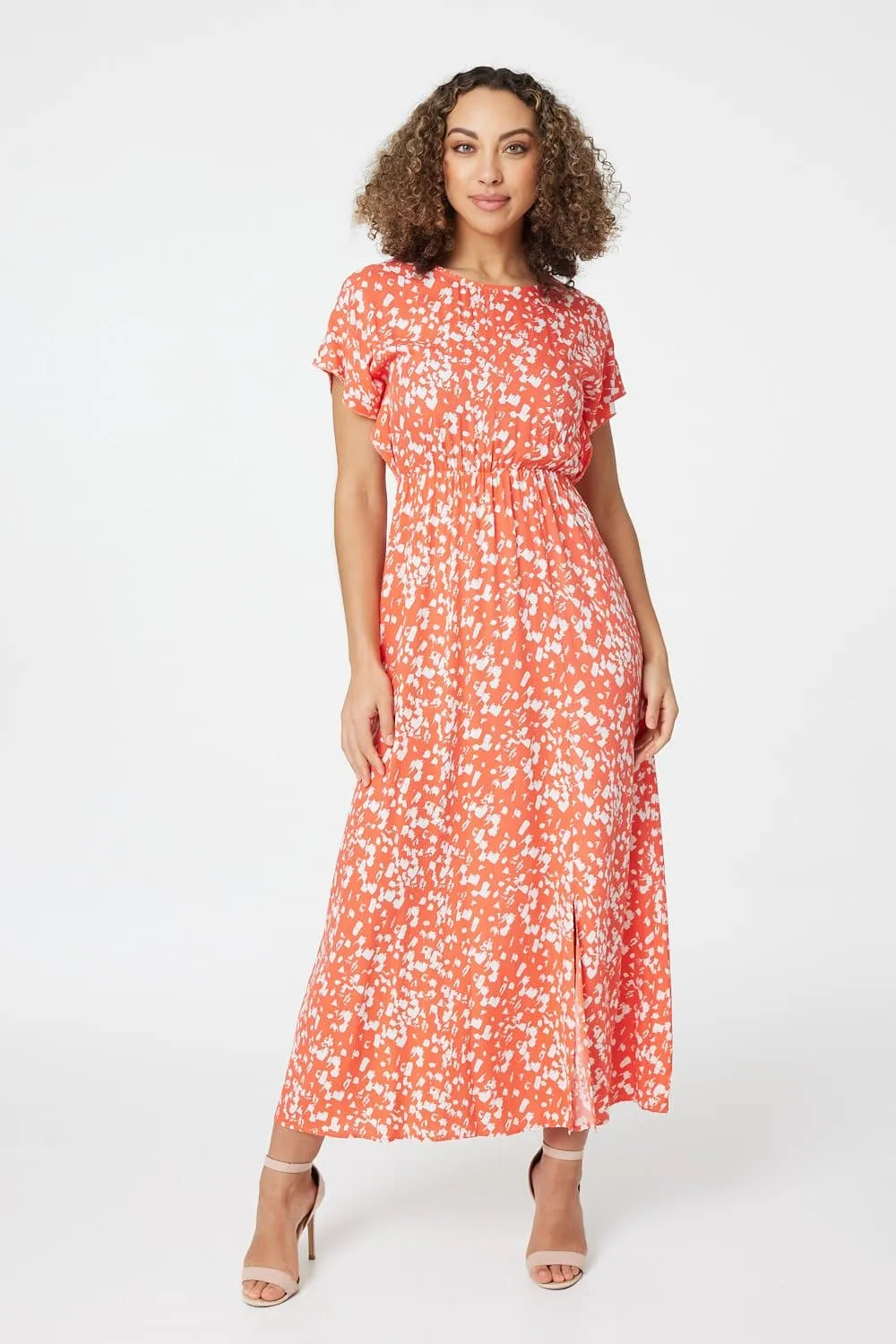 Printed Short Sleeve Maxi Dress