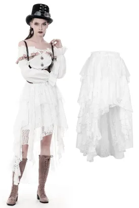 Punk Whiteite irregular lace cocktail skirt KW159