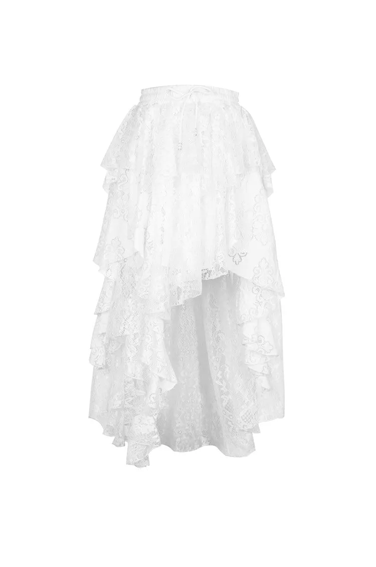 Punk Whiteite irregular lace cocktail skirt KW159