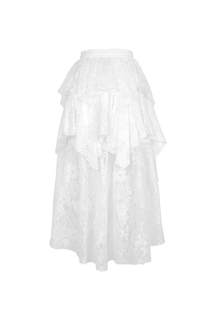 Punk Whiteite irregular lace cocktail skirt KW159